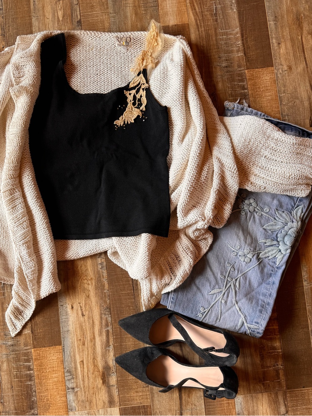Embellished Black Tank Top Like New